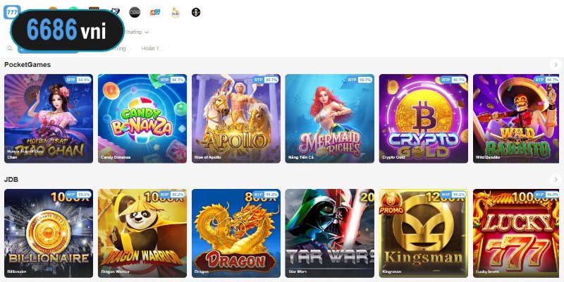 Trò chơi slot đa dạng chủ đề, tỷ lệ trả thưởng hấp dẫn