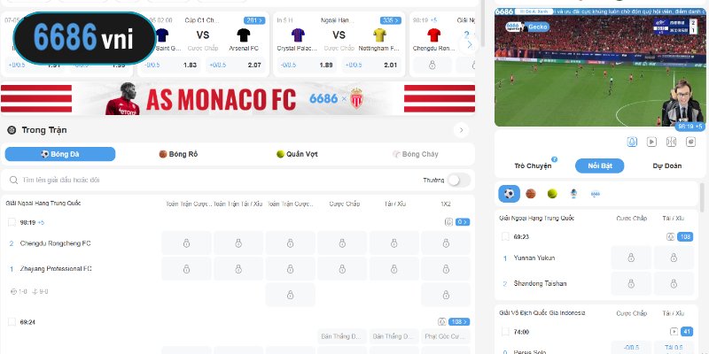 Hạng mục thể thao tại 6686 chinh phục đông đảo bet thủ
