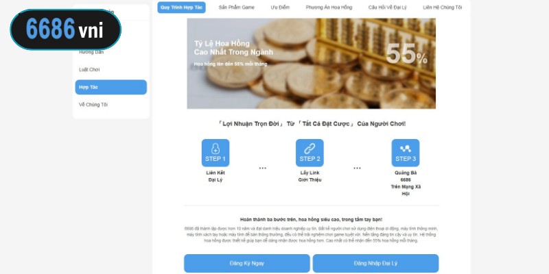Thành viên truy cập nhà cái và thực hiện đăng ký đại lý 6686